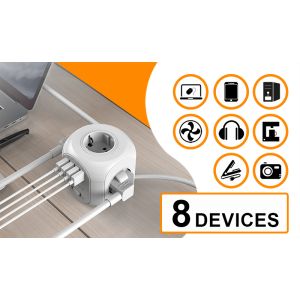 Sieťový adaptér Viking AC Cube, rozbočovač, 8 výstupov VACCUBE