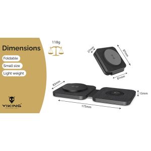 Skladacia wireless nabíjačka Viking WN21 VWN21B