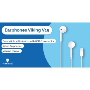 Slúchadlá Viking V15/USB-C/Drôt/Biela VV15