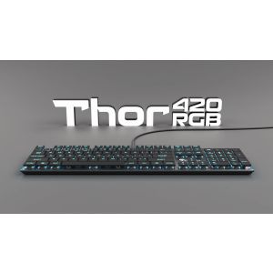 Genesis herná mechanická klávesnica THOR 420/RGB/Content Slim Blue/Drôtová USB/US layout/Sivá NKG-1587