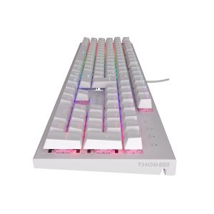 Genesis herná mechanická klávesnica THOR 303/RGB/Outemu Peach Silent/Drôtová USB/US layout/Biela NKG-1879