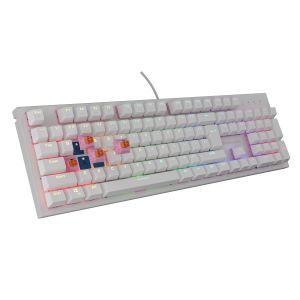 Genesis herná mechanická klávesnica THOR 303/RGB/Outemu Peach Silent/Drôtová USB/US layout/Biela NKG-1879