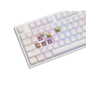 Genesis herná mechanická klávesnica THOR 404/RGB/Gateron Yellow Pro/Drôtová USB/US layout/Biela NKG-2070