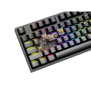 Genesis herná mechanická klávesnica THOR 404/RGB/Gateron Yellow Pro/Drôtová USB/US layout/Čierna NKG-2069