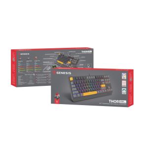 Genesis herná klávesnica THOR 230/TKL/RGB/Outemu Red/Drôtová USB/US layout/Anchor Positive Šedá NKG-2081