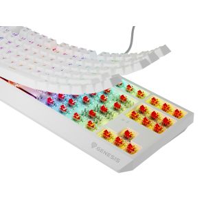 Genesis herná klávesnica THOR 230/TKL/RGB/Outemu Red/Drôtová USB/US layout/Biela NKG-2078