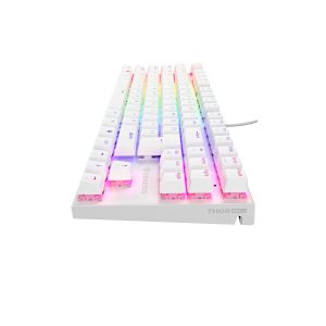 Genesis tichá herná klávesnica THOR 303/TKL/RGB/Outemu Peach Silent/Drôtová USB/US layout/Biela NKG-2063
