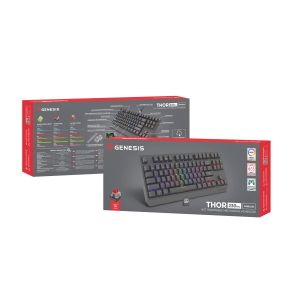GENESIS herná klávesnica THOR 230/TKL/RGB/Outemu Red/Bezdrôtová USB + Bluetooth/US layout/Čierna NKG-2106