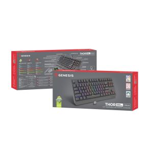 GENESIS herná klávesnica THOR 230/TKL/RGB/Outemu Silent Lemon/Bezdrôtová USB + Bluetooth/US layout/Č NKG-2108
