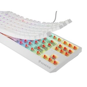 GENESIS herná klávesnica THOR 230/TKL/RGB/Outemu Red/Bezdrôtová USB + Bluetooth/US layout/Biela NKG-2165