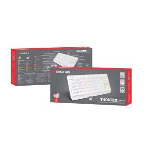 GENESIS herná klávesnica THOR 230/TKL/RGB/Outemu Red/Bezdrôtová USB + Bluetooth/US layout/Biela NKG-2165