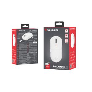 Genesis herná myš ZIRCON 660 PRO/Herná/Optická/Pre pravákov/26 000 DPI/Drôtová+bezdrôtová/Biela NMG-2194