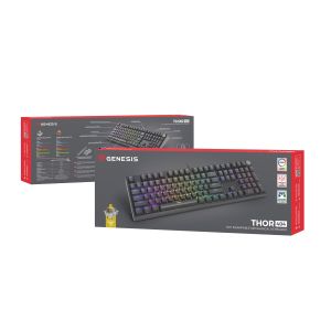 Herná mechanická klávesnica Genesis THOR 404/RGB/Outemu Peach Silent/Drôtové USB-A/US layout/Čierna NKG-2297