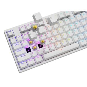 Herná mechanická klávesnica Genesis THOR 404/RGB/Gateron Yellow Pro/Drôtové USB-A/US layout/Biela NKG-2299