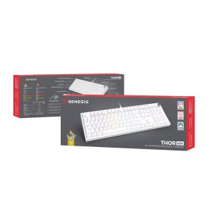 Herná mechanická klávesnica Genesis THOR 404/RGB/Gateron Yellow Pro/Drôtové USB-A/US layout/Biela NKG-2299