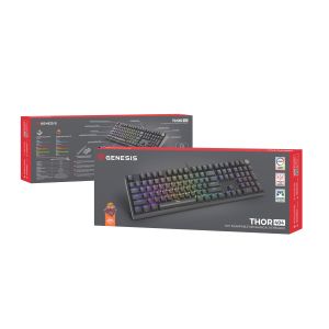 Herná mechanická klávesnica Genesis THOR 404/RGB/Gateron Yellow Pro/Drôtové USB-A/US layout/Čierna NKG-2298