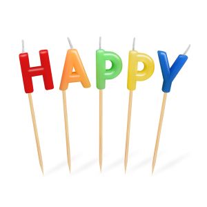 Set svíček na špejli "HAPPY BIRTHDAY" 65mm [1 sada]