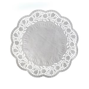 Dekorační krajka (PAP) kulatá bílá Ø32cm [6 ks]