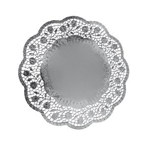 Dekorační krajka (PAP/ALU) kulatá stříbrná Ø32cm [4 ks]