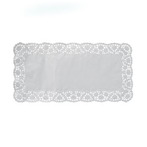 Dekorační krajka (PAP) hranatá bílá 38 x 25 cm [100 ks]