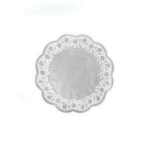 Dekorační krajka (PAP) kulatá bílá Ø16cm [100 ks]