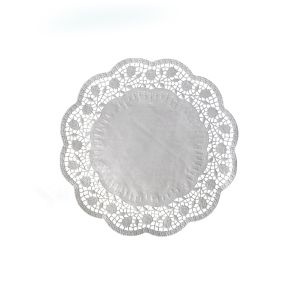 Dekorační krajka (PAP) kulatá bílá Ø22cm [100 ks]