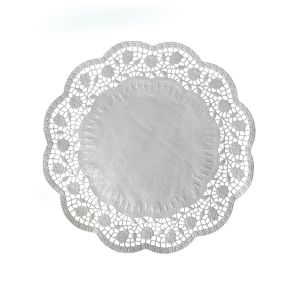 Dekorační krajka (PAP) kulatá bílá Ø28cm [100 ks]