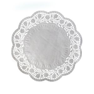 Dekorační krajka (PAP) kulatá bílá Ø34cm [100 ks]