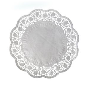 Dekorační krajka (PAP) kulatá bílá Ø36cm [100 ks]