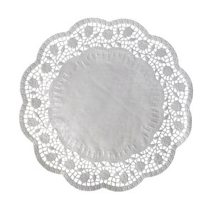 Dekorační krajka (PAP) kulatá bílá Ø38cm [100 ks]