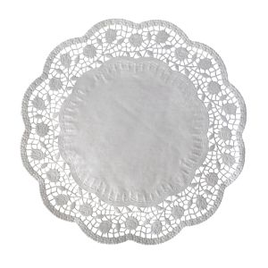 Dekorační krajka (PAP) kulatá bílá Ø40cm [100 ks]