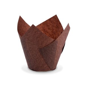 Tulipánový cukrárenský košíček (PAP) hnědý Ø50 x 85 mm / 16 x 16 cm [100 ks]