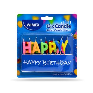 Set svíček na špejli "HAPPY BIRTHDAY" 65mm [1 sada]