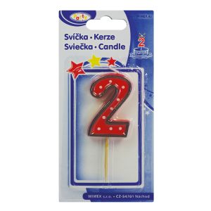 Číslová svíčka na špejli "2" 50mm [1 ks]