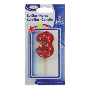 Číslová svíčka na špejli "3" 50mm [1 ks]