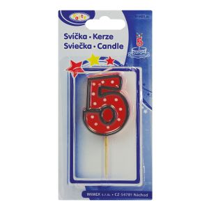 Číslová svíčka na špejli "5" 50mm [1 ks]