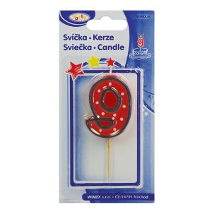 Číslová svíčka na špejli "9" 50mm [1 ks]