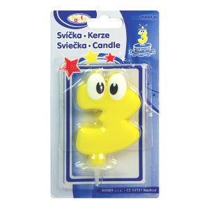 Číslová svíčka se stojánkem "3" 80mm [1 ks]