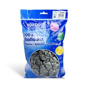 Nafukovací balónek stříbrný Ø25cm `M` [100 ks]