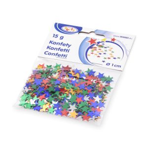 Konfeta lesklá (PET) Hvězdy barevný mix Ø10mm 15g [1 bal]
