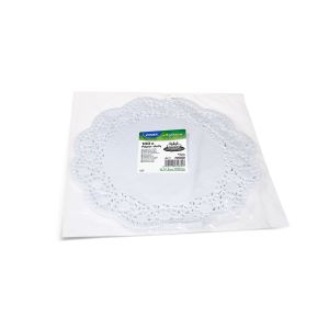 Dekorační krajka (PAP) kulatá bílá Ø32cm [100 ks]