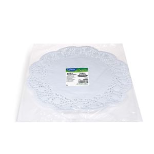 Dekorační krajka (PAP) kulatá bílá Ø38cm [100 ks]