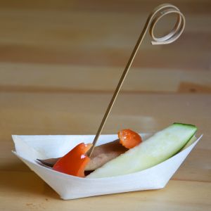 Fingerfood miska (dřevěná FSC 100%) lodička 13 x 8 cm [100 ks]