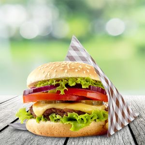 Papírový sáček Karo 14 x 14 cm na burger/kebap [500 ks]