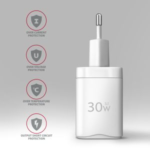 AXAGON ACU-PQ30W Síl nabíjačka do siete 30W, 2x port (USB-A + USB-C), PD3.0/PPS/QC4+/SFC/AFC/Apple ACU-PQ30W