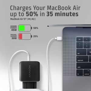 AXAGON ACU-PQ45 GaN nabíjačka do siete 45W, 2x port (USB-A + USB-C), PD3.0/PPS/QC4+/SFC 2.0/AFC/Apple ACU-PQ45
