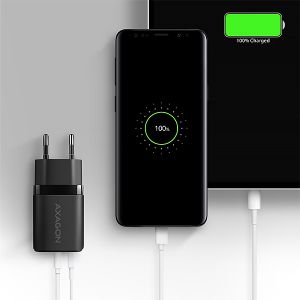 AXAGON ACU-PQ20 nabíjačka do siete 20W, 2x port (USB-A + USB-C), PD3.0/PPS/QC4+/AFC/Apple, čierna ACU-PQ20