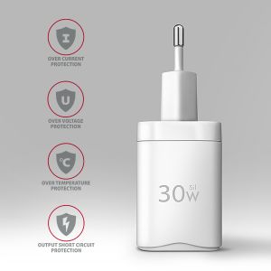 AXAGON ACU-PD30W, Sil nabíjačka do siete 30W, 1x port USB-C, PD3.0/PPS/QC4+/SFC/AFC/Apple, biela ACU-PD30W