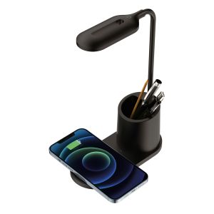 Platinet stolná LED lampa 3W, bezdrôtové nabíjanie, čierna PLADLL1930N