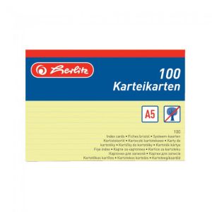 Papírové linkované kartičky A5 Herlitz 100 ks